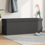 Dark Gray Faux Linen Folding Storage Bench V6310 Vetonek