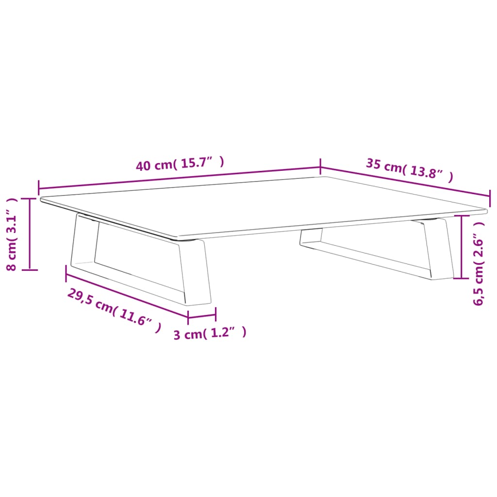 Black tempered and metal monitor support 40x35x8 cm