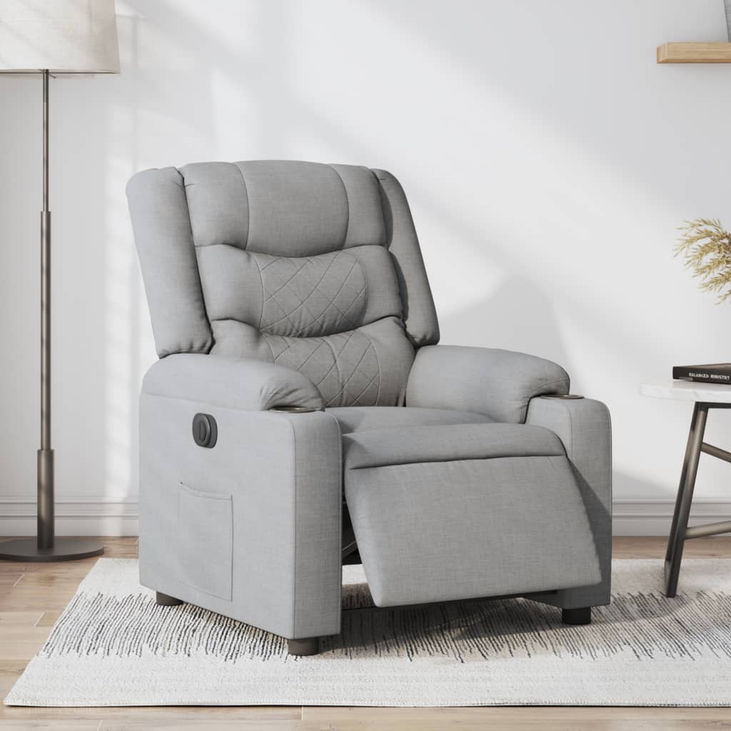 Vetonek Sillón reclinable eléctrico tela gris claro