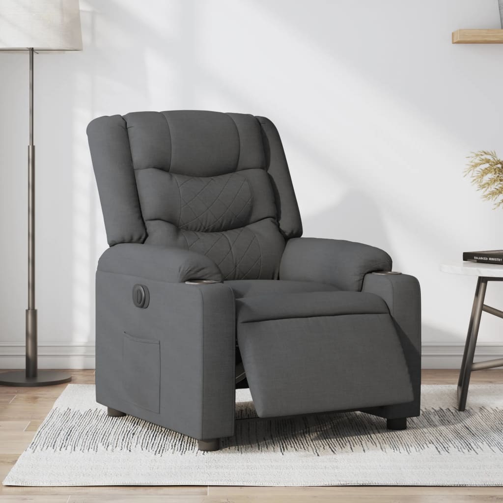 Vetonek Sillón reclinable eléctrico de tela gris oscuro