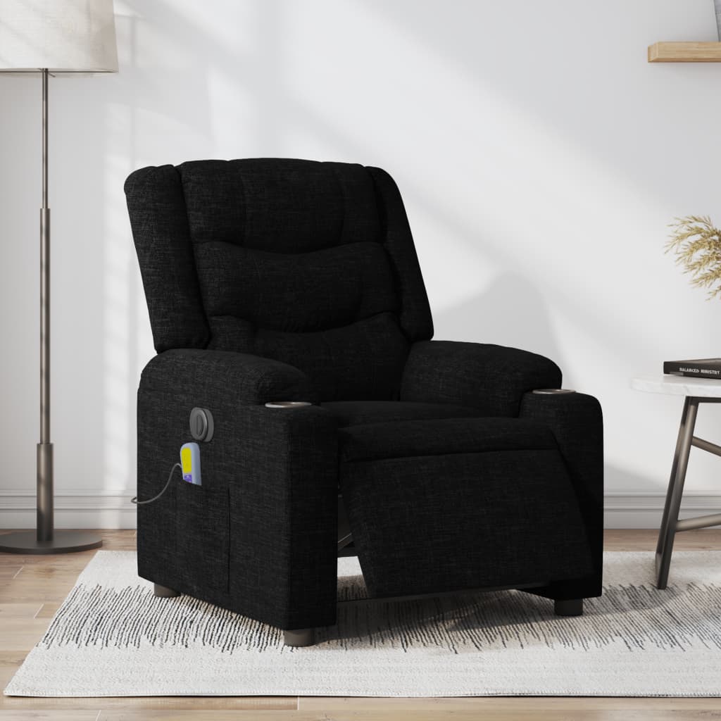 Vetonek Sillón reclinable de masaje eléctrico tela negro