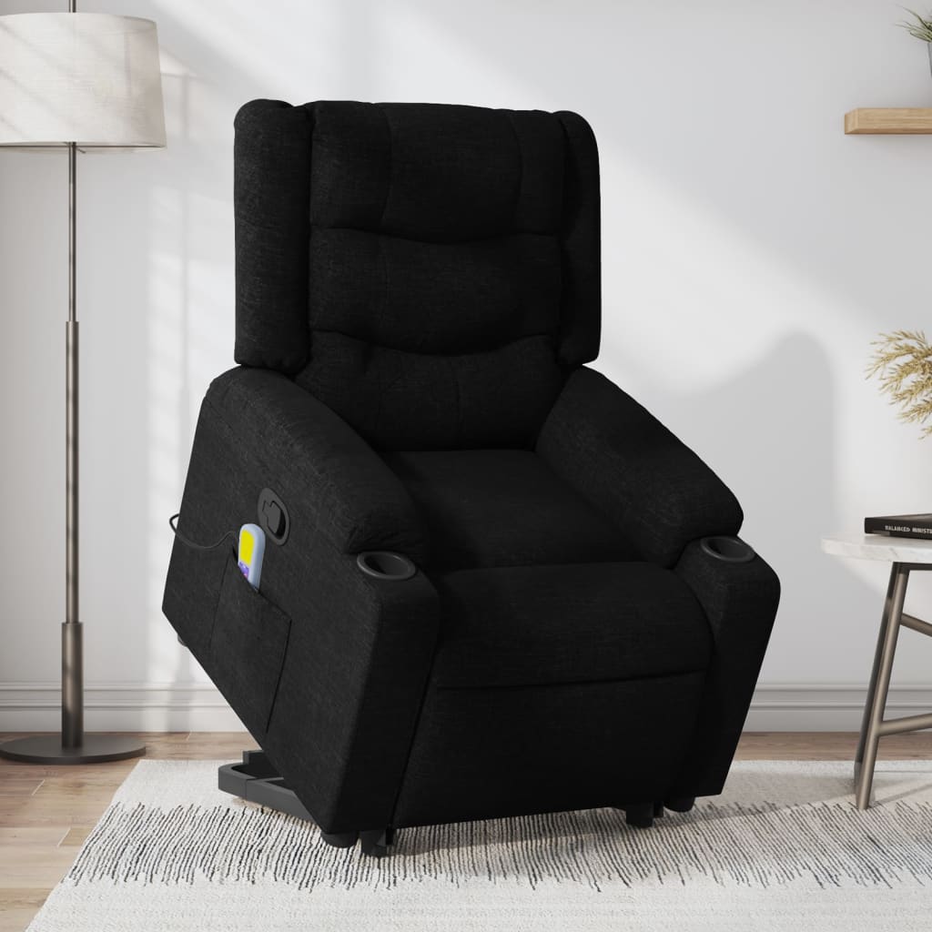 Vetonek Sillón reclinable de masaje elevable tela negro