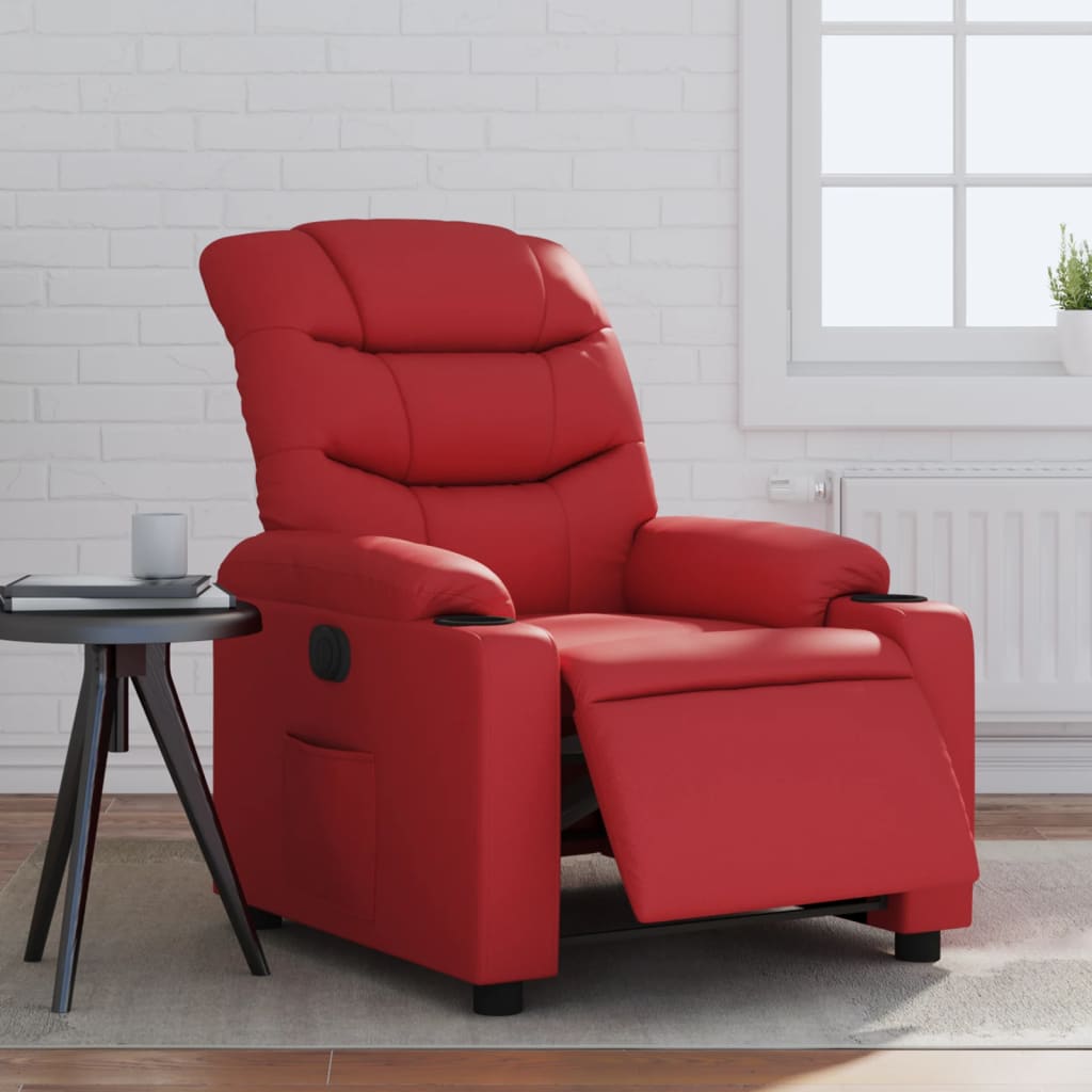 Vetonek Sillón reclinable eléctrico de cuero sintético rojo