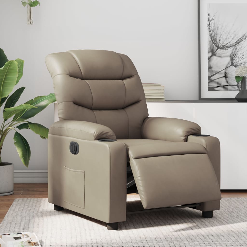 Vetonek Sillón reclinable eléctrico de cuero sintético color capuchino