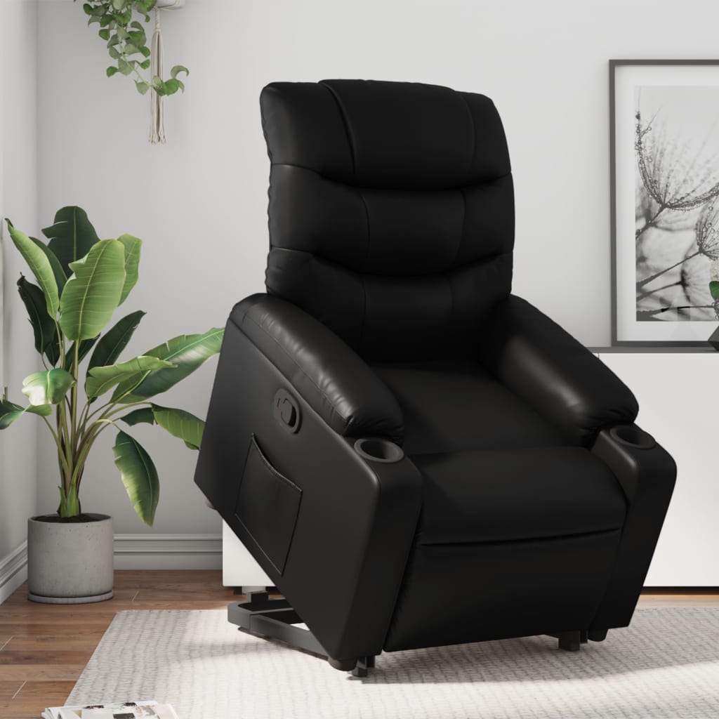 Vetonek Sillón reclinable elevable cuero artificial negro