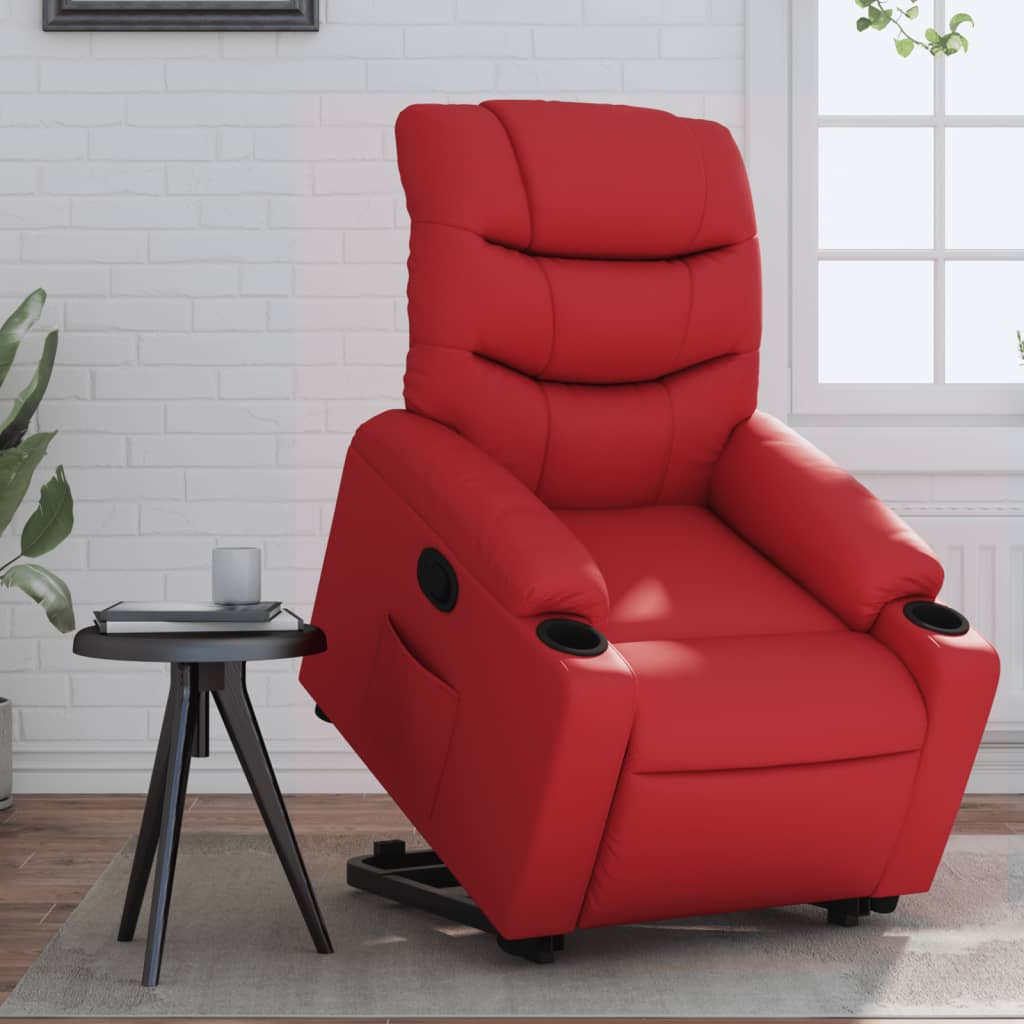 Vetonek Sillón reclinable elevable cuero artificial rojo