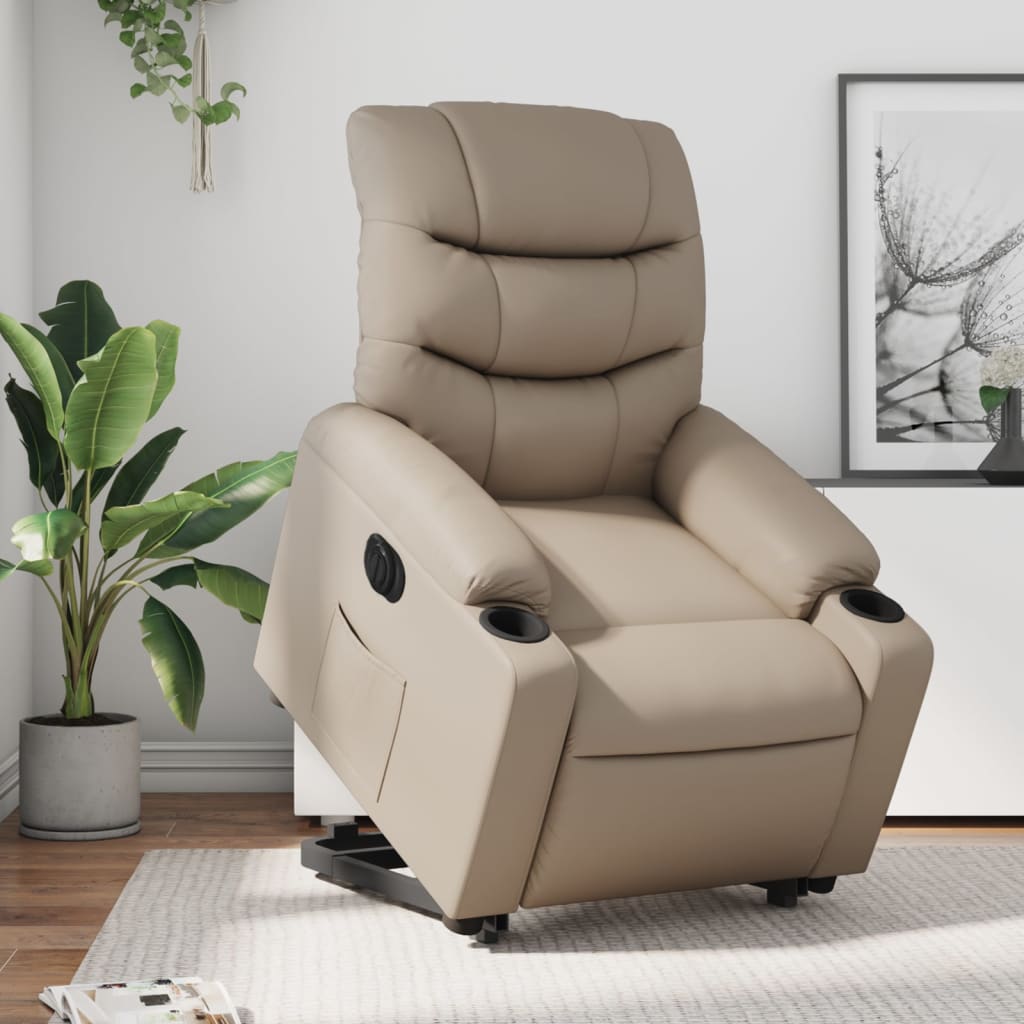 Vetonek Sillón elevable eléctrico cuero artificial capuchino