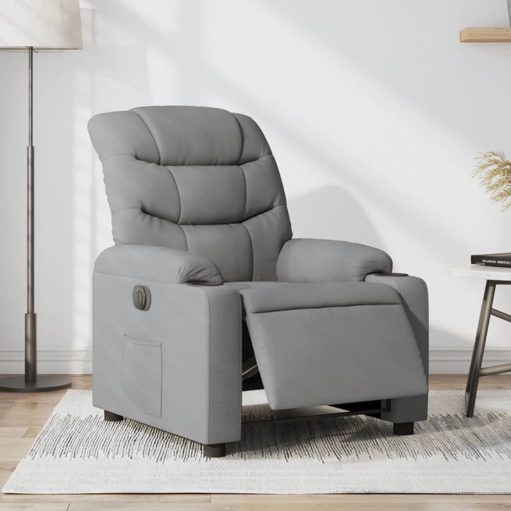 Vetonek Sillón reclinable eléctrico tela gris claro