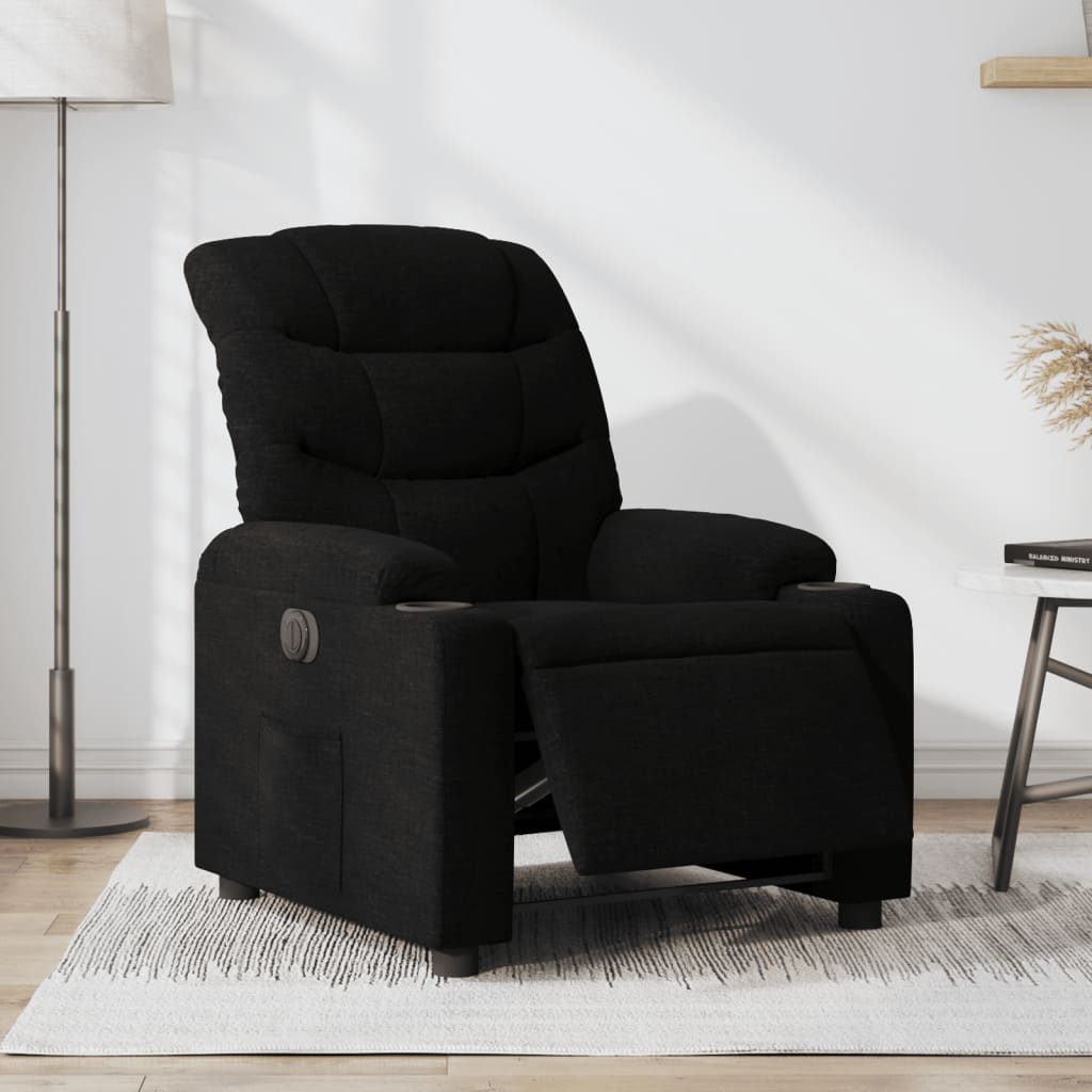 Vetonek Sillón reclinable eléctrico de tela negro