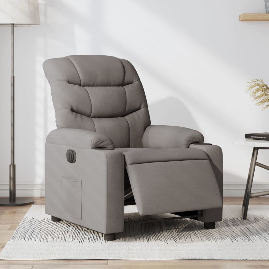 Vetonek Sillón reclinable eléctrico tela gris taupé