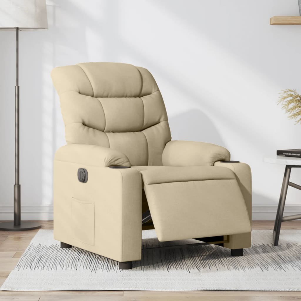 Vetonek Sillón reclinable eléctrico de tela crema