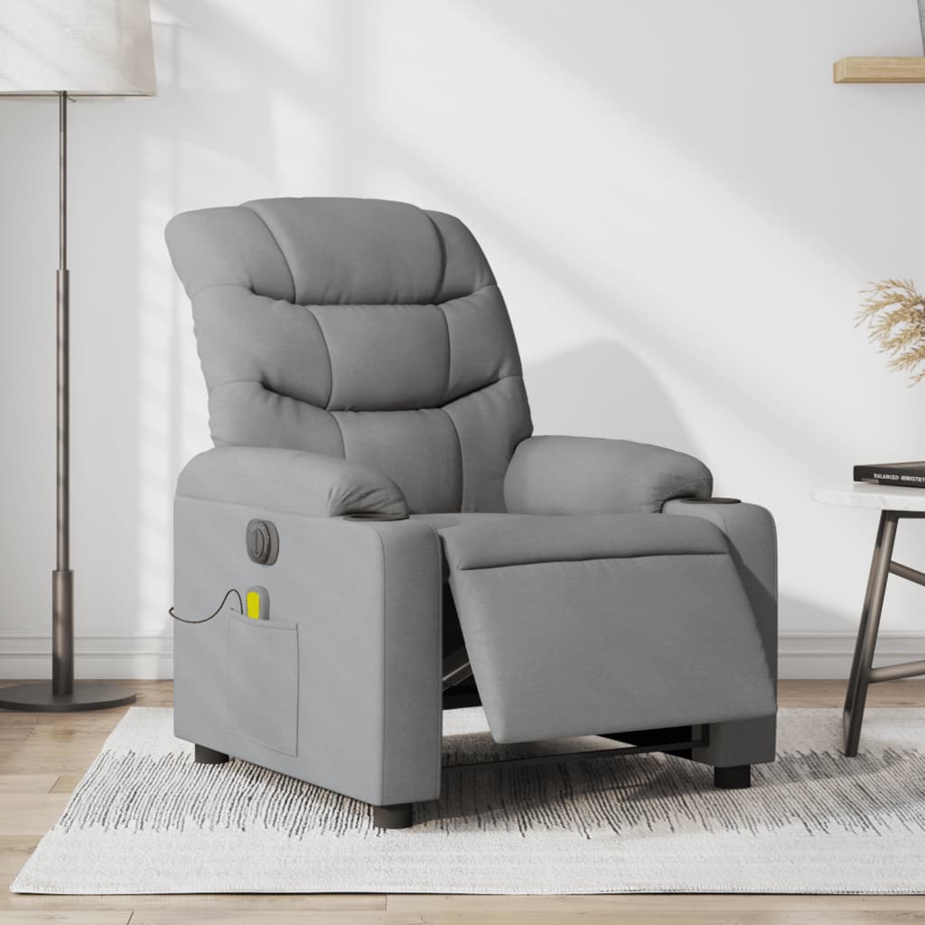 Vetonek Sillón reclinable de masaje eléctrico tela gris claro