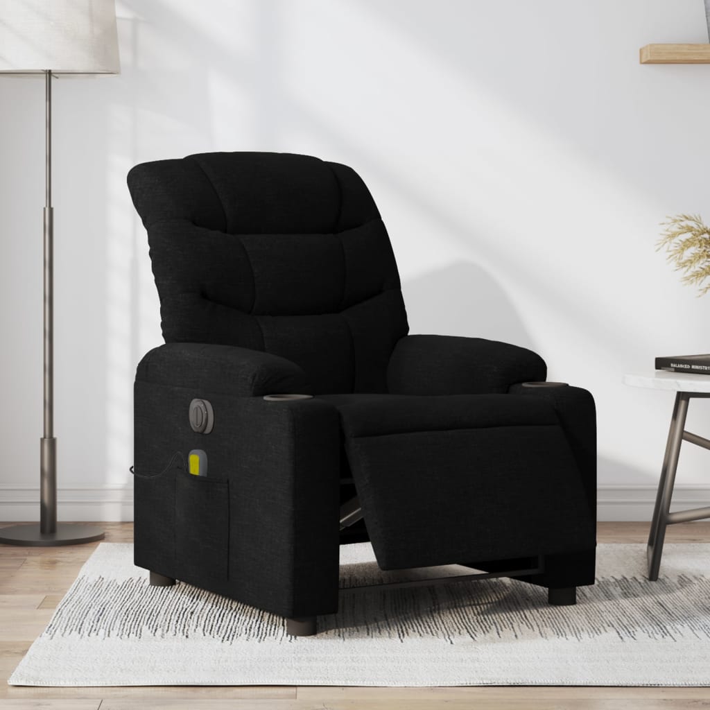 Vetonek Sillón reclinable de masaje eléctrico tela negro