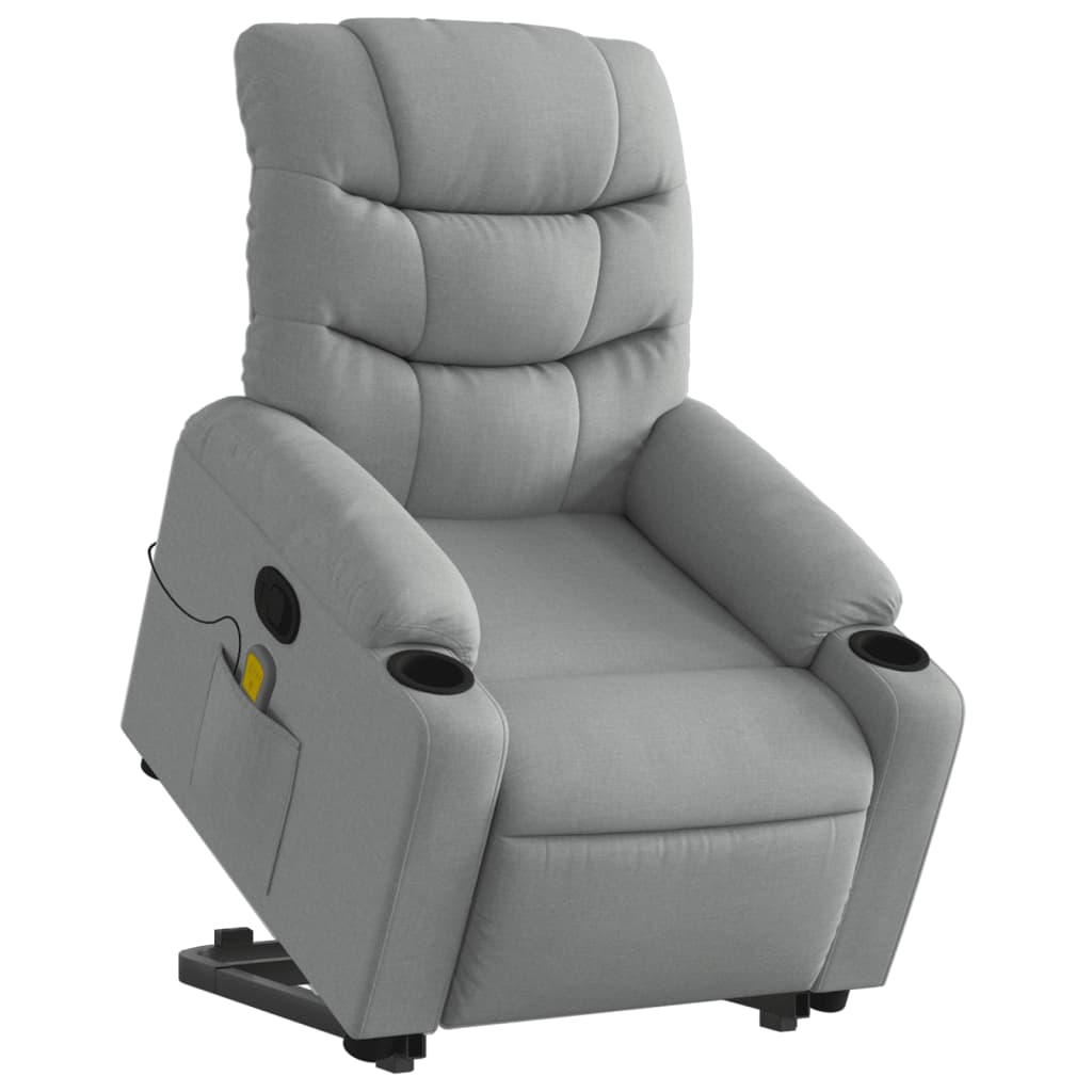 Reclining massage armchair with a light gray foot foot