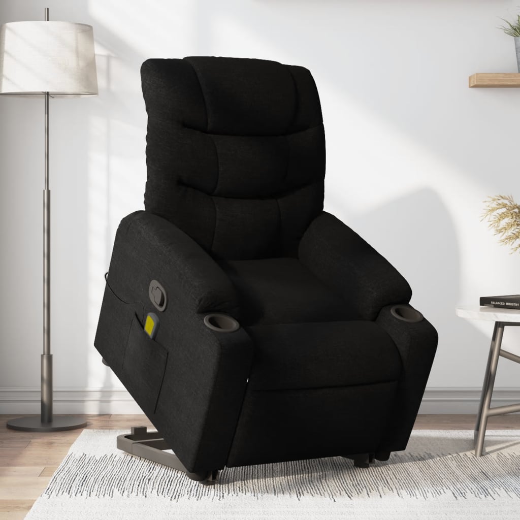 Vetonek Sillón reclinable de masaje elevable tela negro