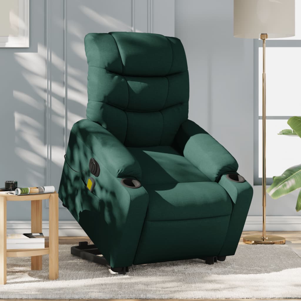 Vetonek Sillón masaje eléctrico reclinable elevable tela verde oscuro