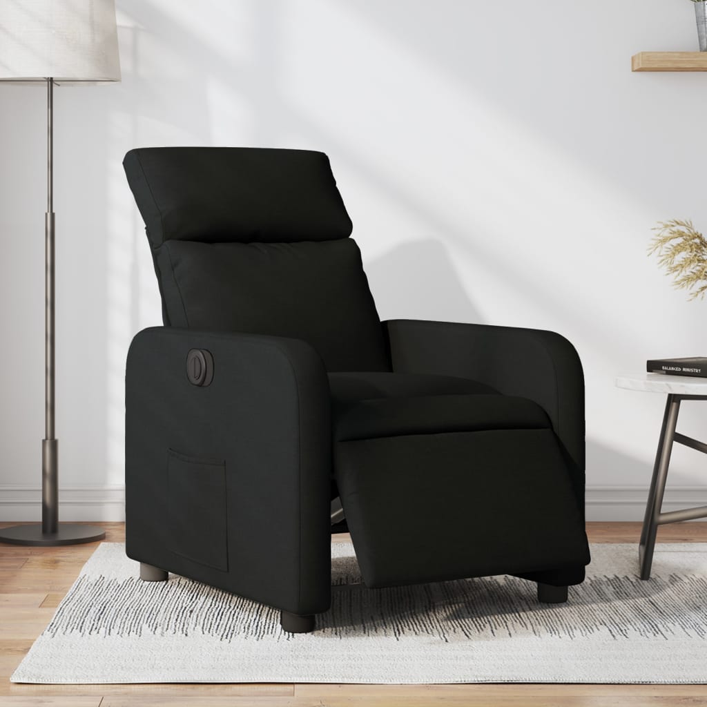 Vetonek Sillón reclinable eléctrico de tela negro