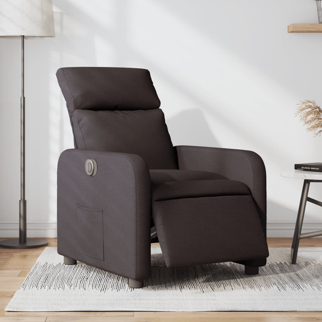 Vetonek Sillón reclinable eléctrico tela marrón oscuro