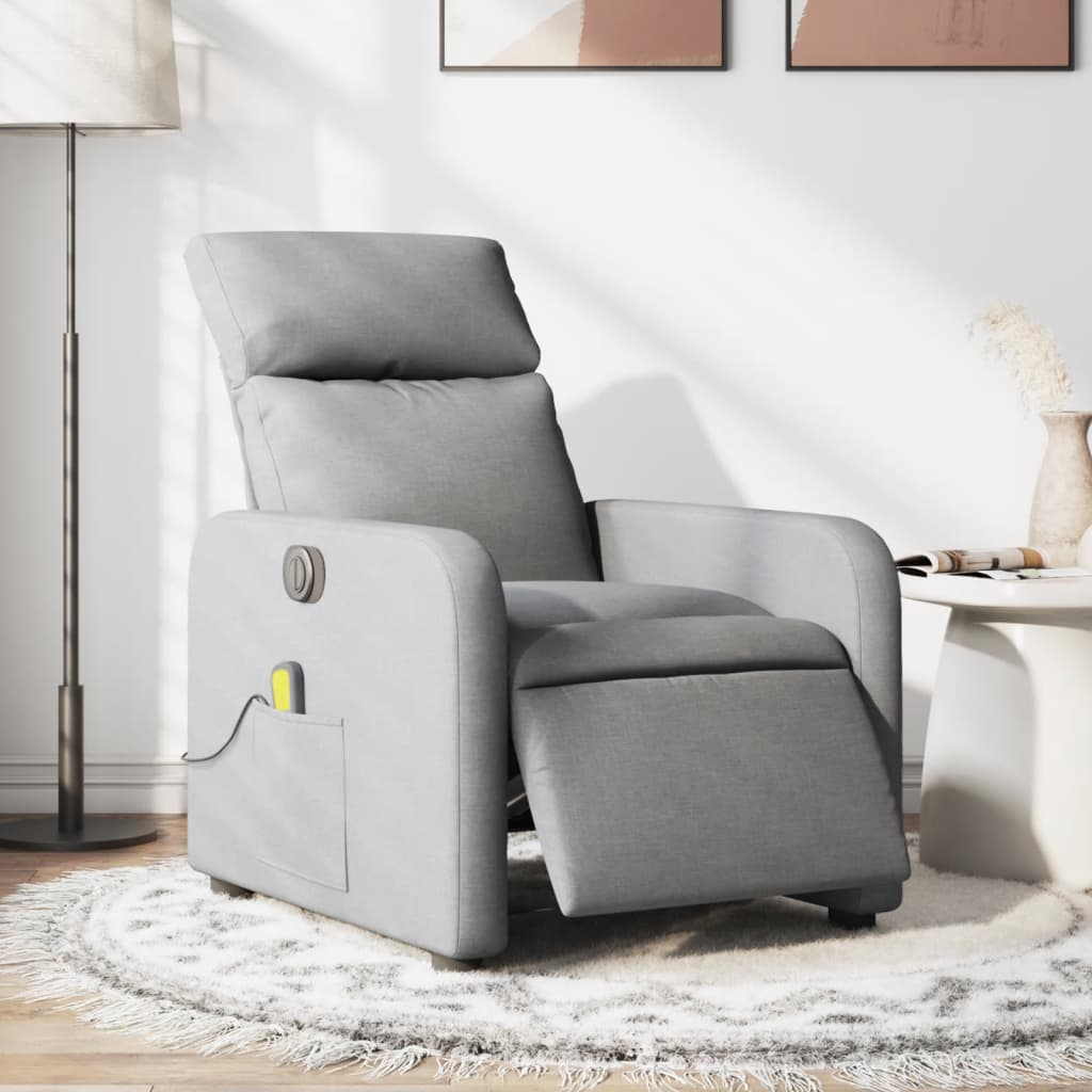 Vetonek Sillón reclinable de masaje eléctrico tela gris claro