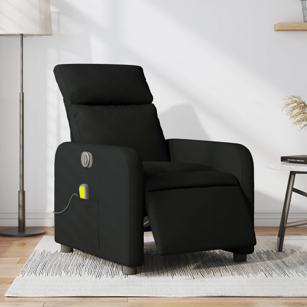 Vetonek Sillón reclinable de masaje eléctrico tela negro