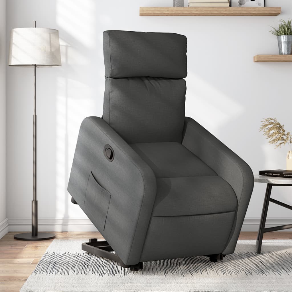 Vetonek Sillón reclinable elevable de tela gris oscuro