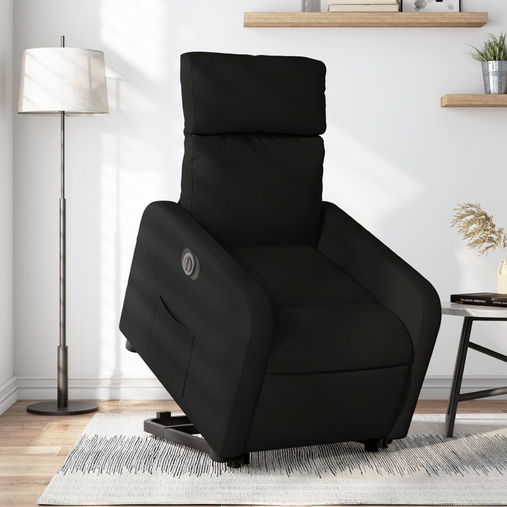 Vetonek Sillón eléctrico reclinable elevable de tela negro