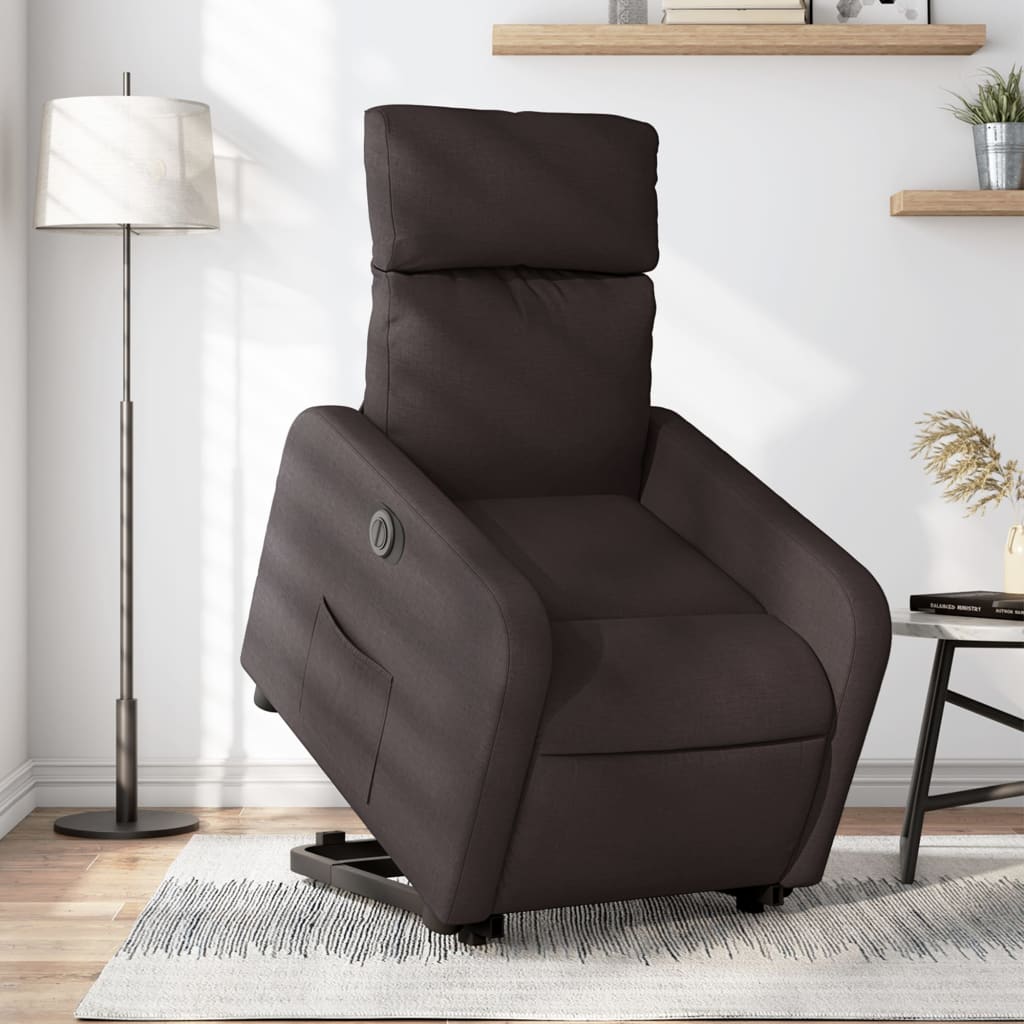 Vetonek Sillón eléctrico reclinable elevable de tela marrón oscuro