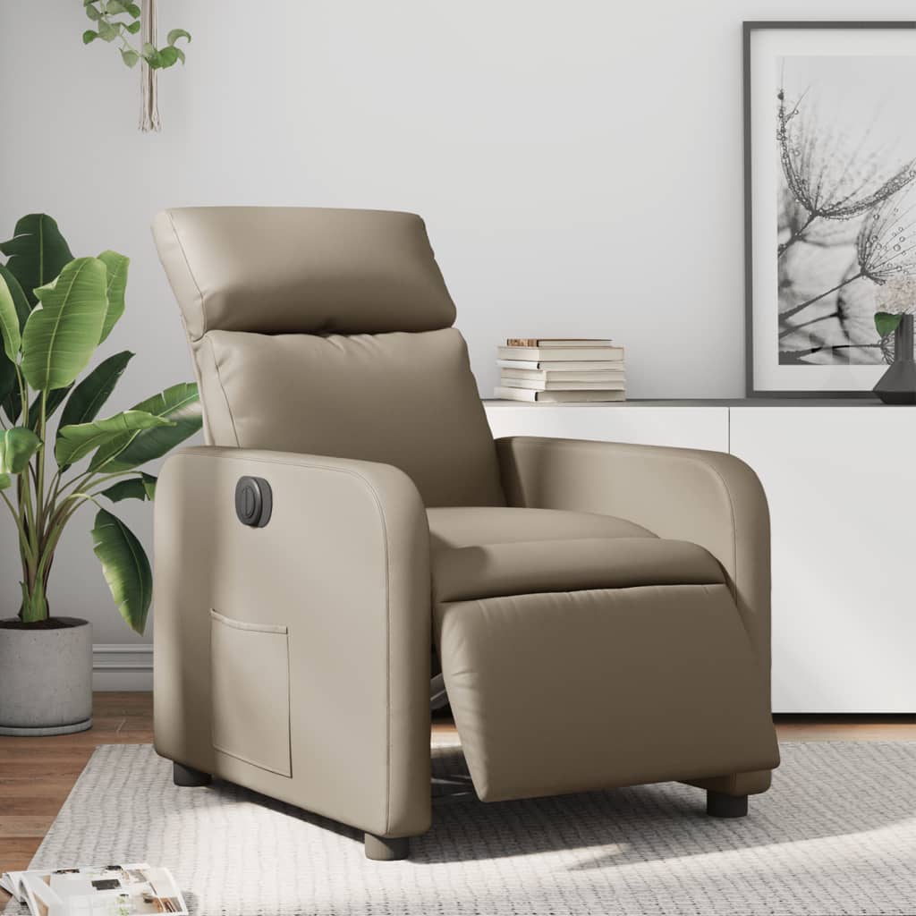 Vetonek Sillón reclinable eléctrico de cuero sintético color capuchino