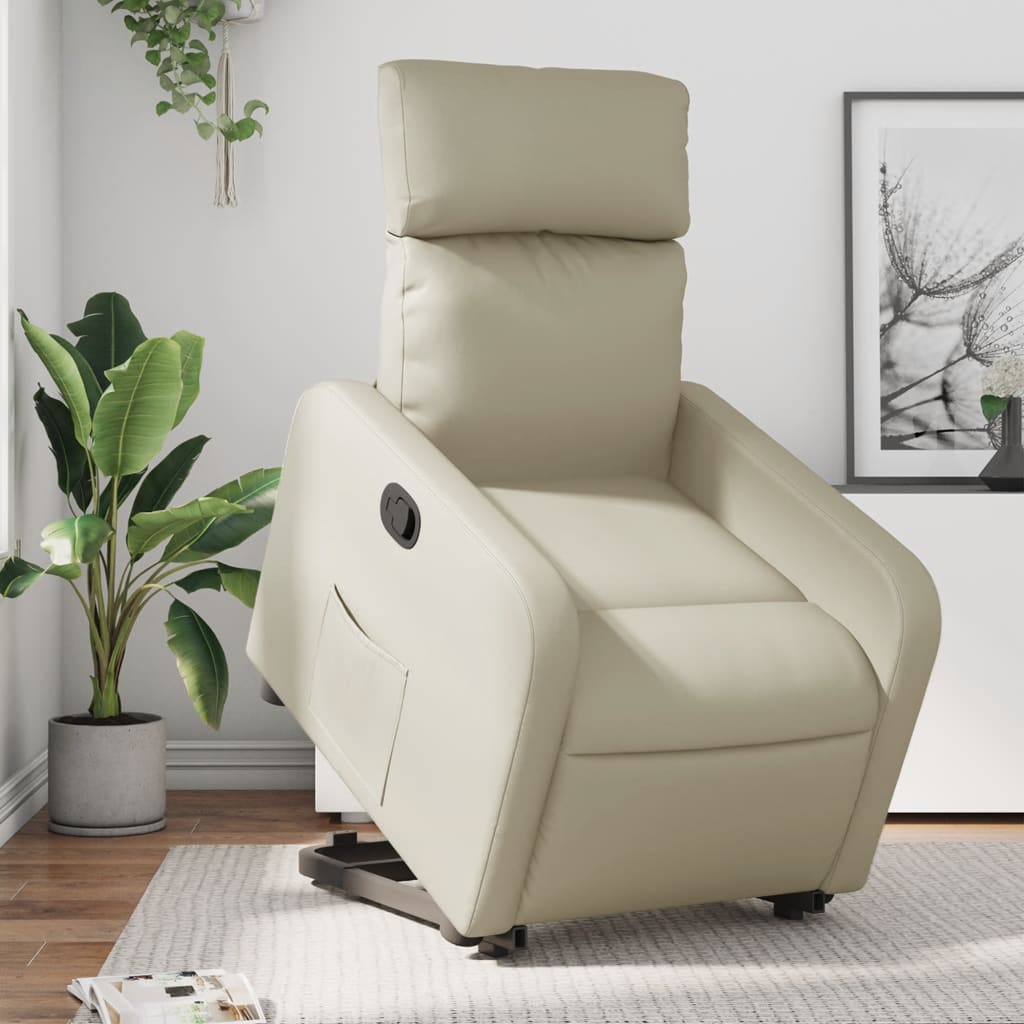 Vetonek Sillón reclinable elevable cuero artificial color crema