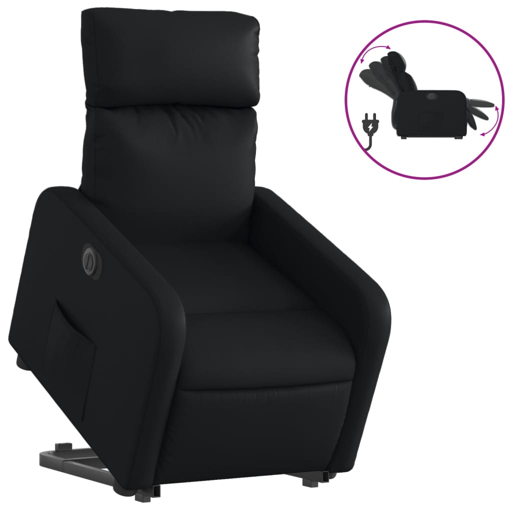 Vetonek Sillón reclinable y elevable eléctrico cuero sintético negro