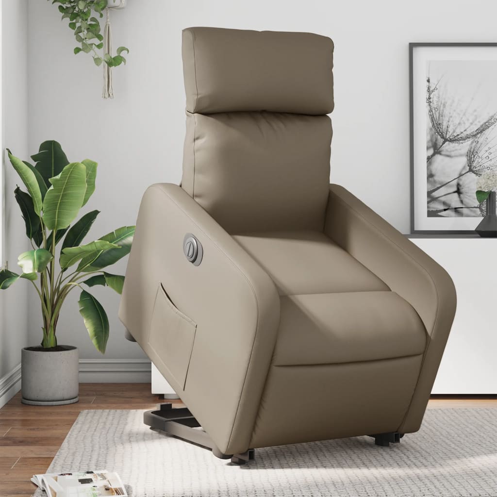 Vetonek Sillón elevable eléctrico cuero artificial capuchino