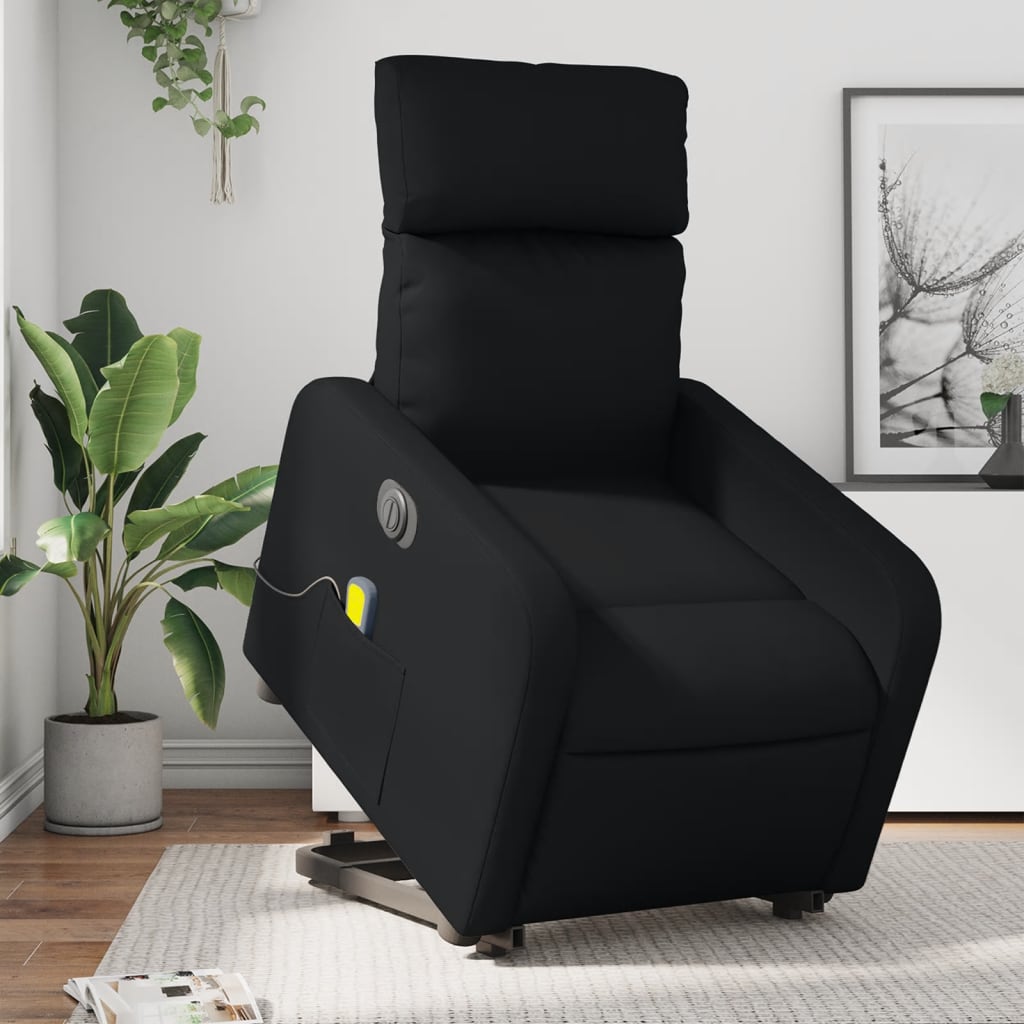 Vetonek Sillón de masaje elevable eléctrico cuero sintético negro