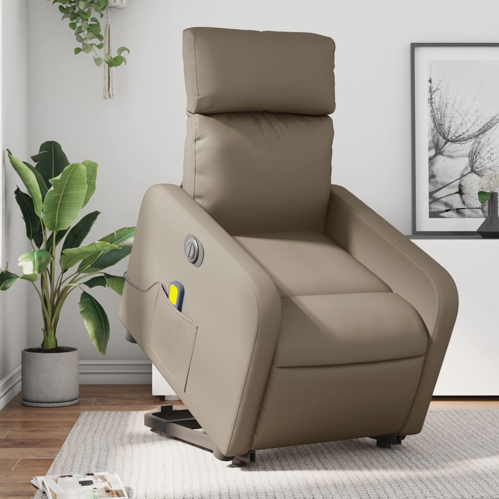 Vetonek Sillón reclinable de masaje eléctrico cuero sintético capuchino