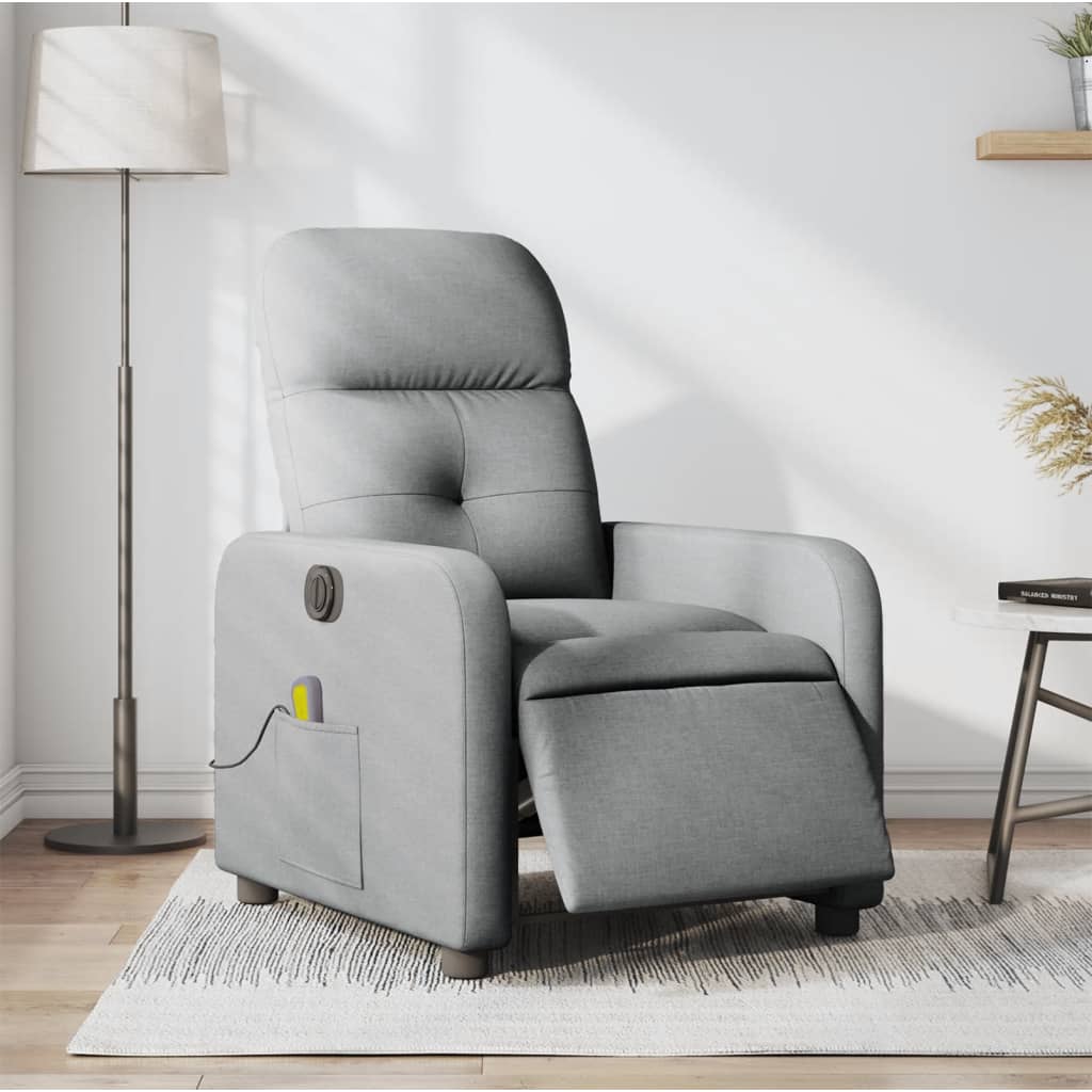 Vetonek Sillón reclinable de masaje eléctrico tela gris claro