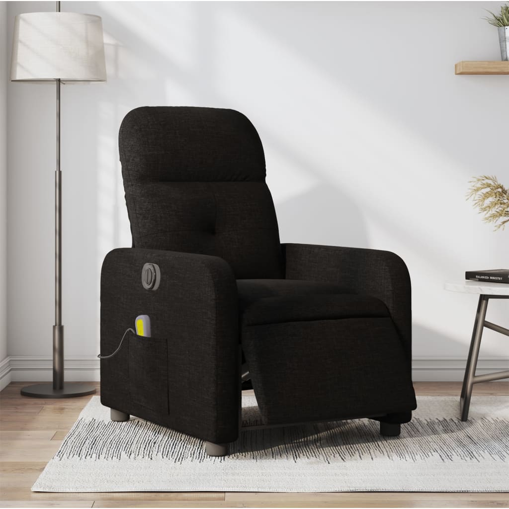 Vetonek Sillón reclinable de masaje eléctrico tela negro