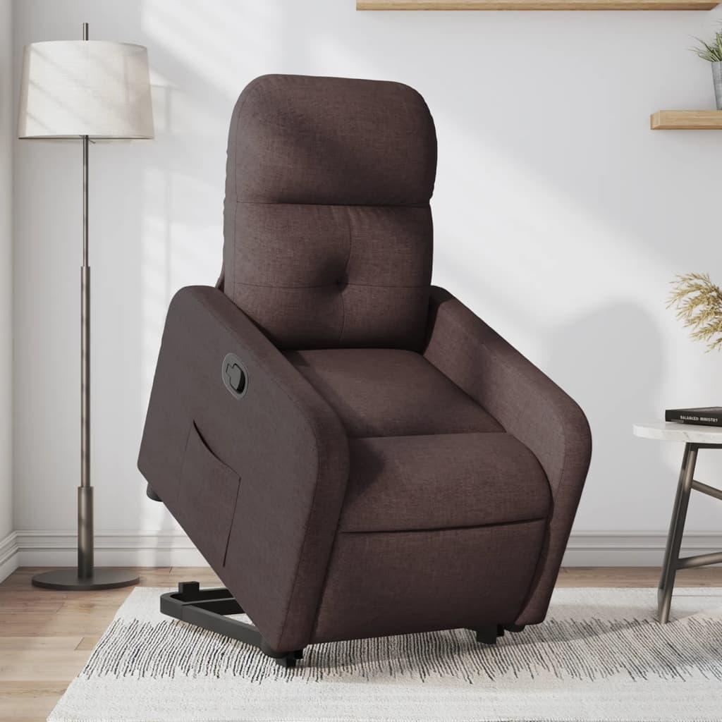 Vetonek Sillón reclinable elevable tela marrón oscuro