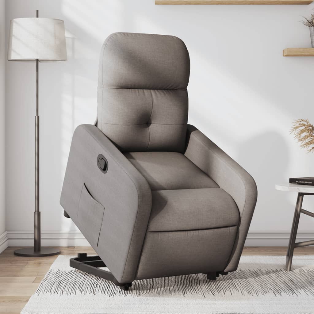 Vetonek Sillón reclinable elevable tela gris taupe