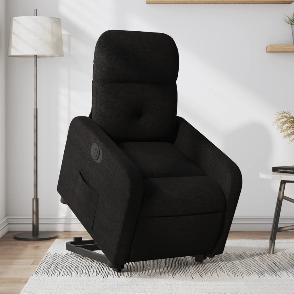 Vetonek Sillón eléctrico reclinable elevable de tela negro