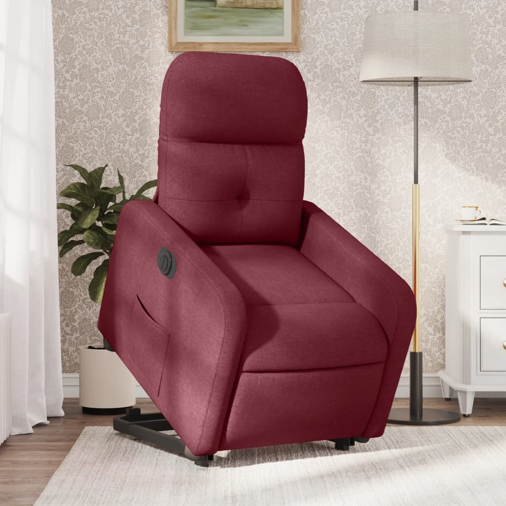 Vetonek Sillón eléctrico reclinable elevable de tela rojo tinto