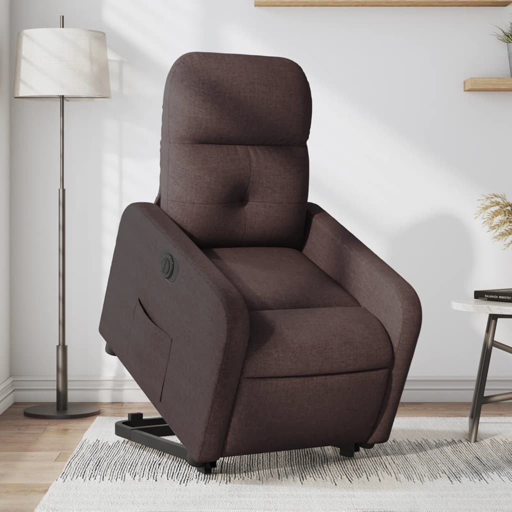 Vetonek Sillón eléctrico reclinable elevable de tela marrón oscuro