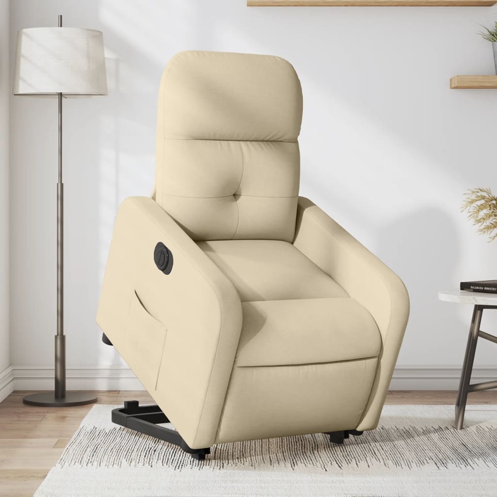 Vetonek Sillón eléctrico reclinable elevable de tela color crema