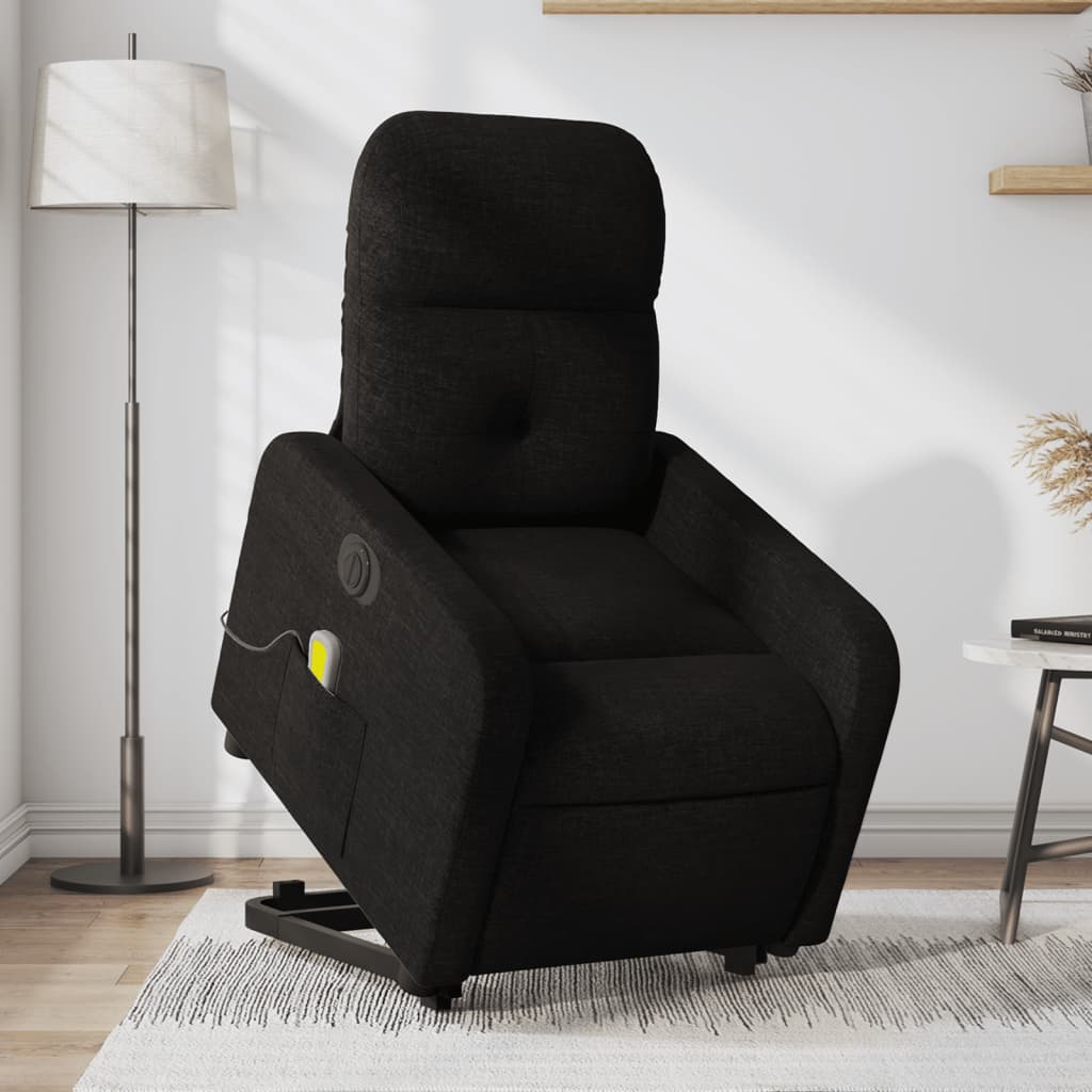 Vetonek Sillón de masaje eléctrico reclinable elevable tela negro