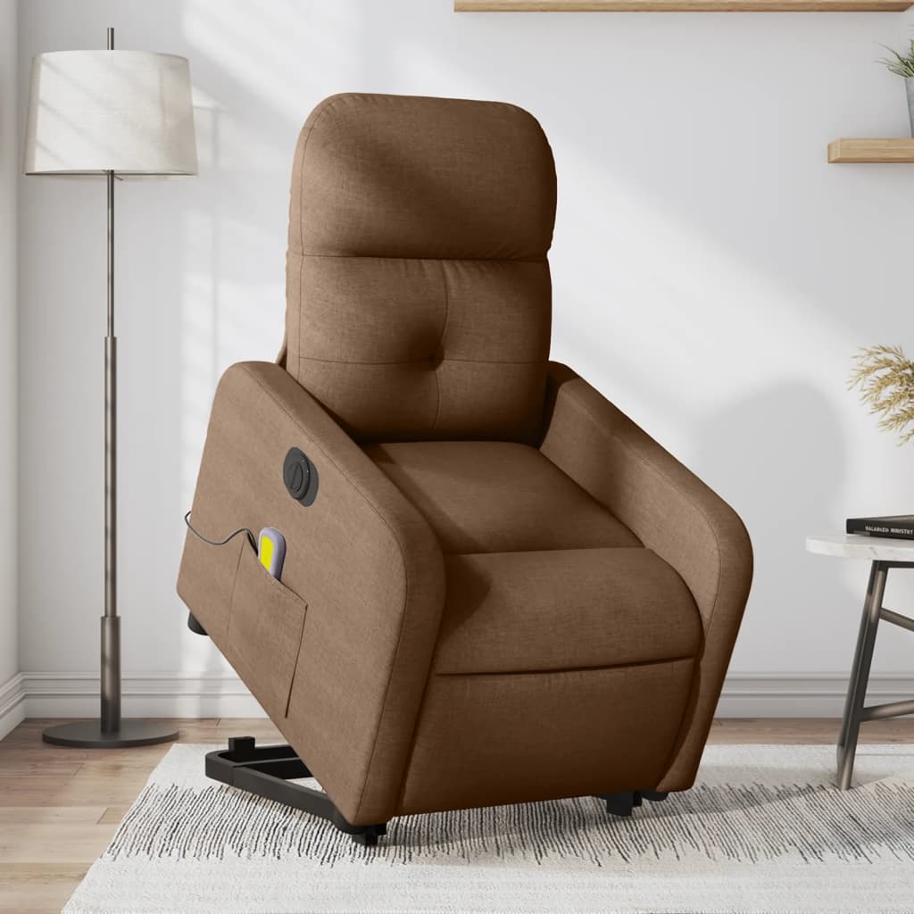 Vetonek Sillón de masaje eléctrico reclinable elevable tela marrón