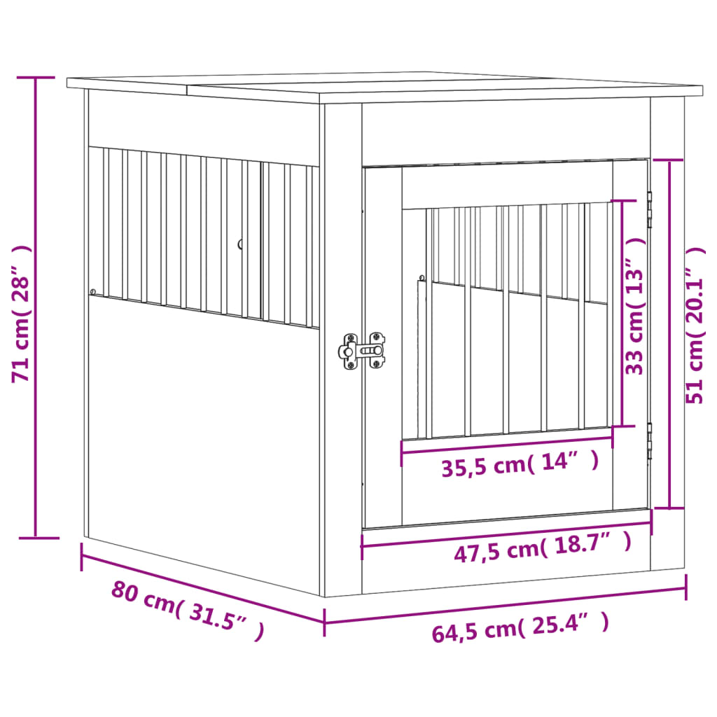 Dogni di legno ingegneristica nera 64.5x80x71 cm