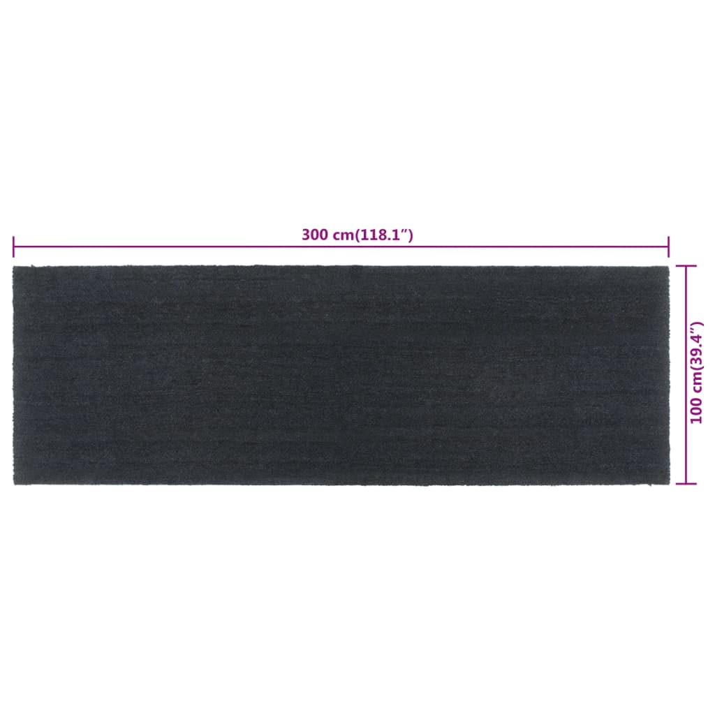 Felpudo de fibra de coco gris oscuro 100x300 cm