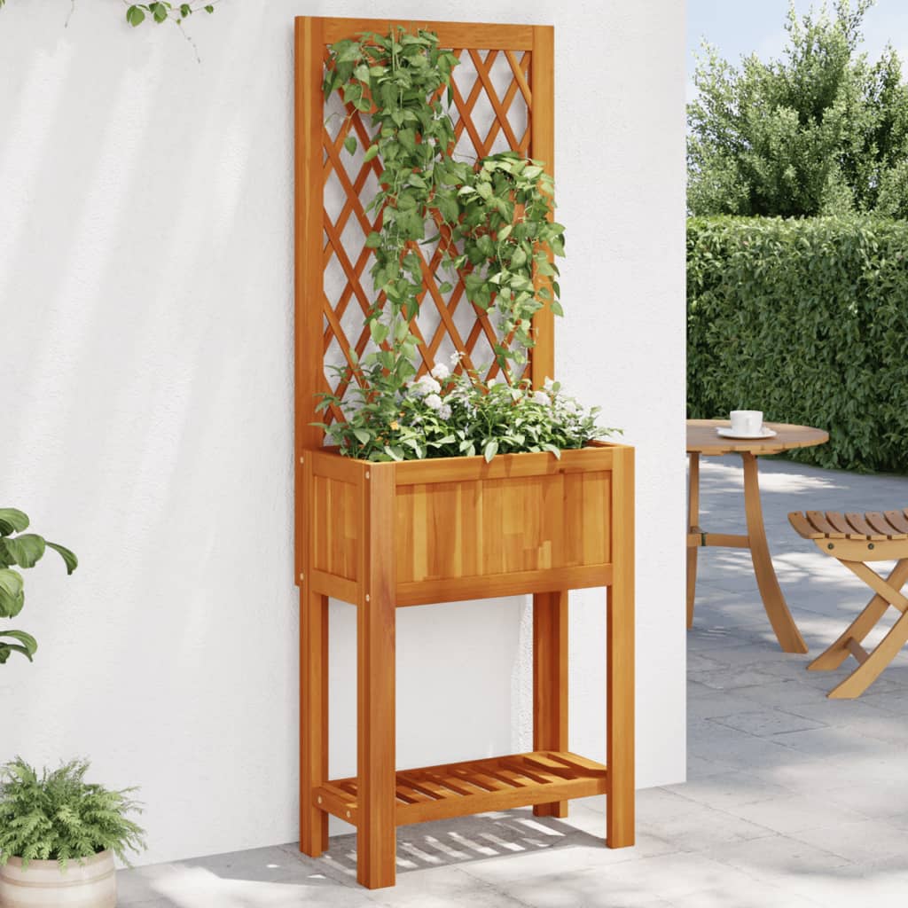 Vetonek Jardinera con enrejado y estante acacia maciza 55x29,5x152 cm