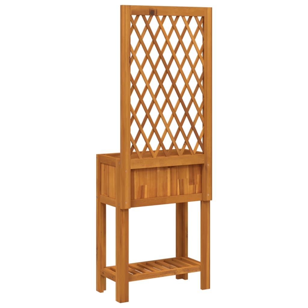 Jardinière avec treillis et étagère en acacia massif 55x29,5x152 cm - Vetonek