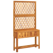 Jardinière Vetonek avec treillis et étagère en acacia massif 100x32x185 cm