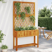 Jardinière avec treillis et étagère en acacia massif 100x32x185 cm v5619 Vetonek