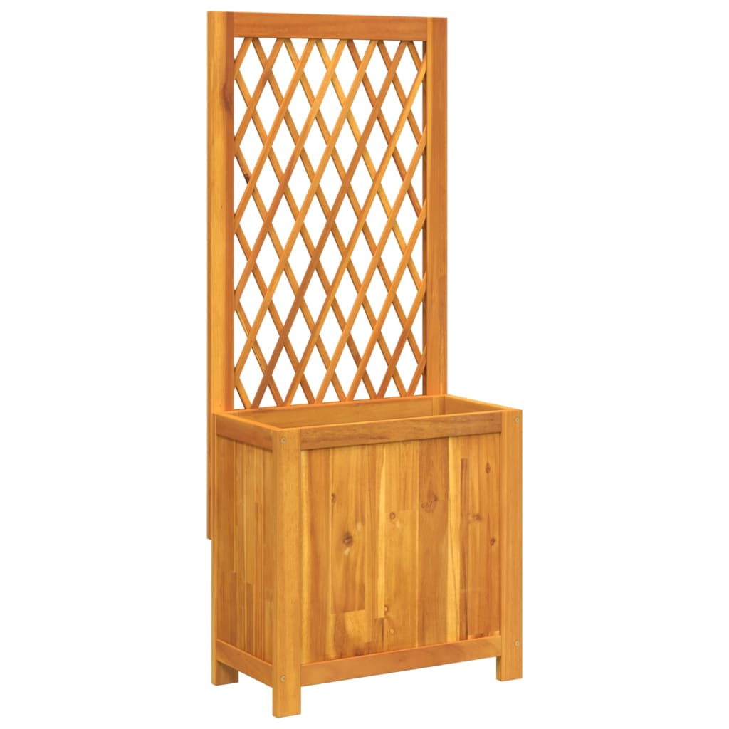 Jardinière Vetonek avec treillis et étagère en acacia massif 55x29,5x132 cm
